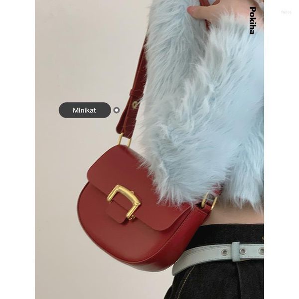 Bolsas de noite clássica Vintage Red Fomen's Bag 2023 Designer de luxo Couro pequeno Crossbody Fashion Handbag casual Casual