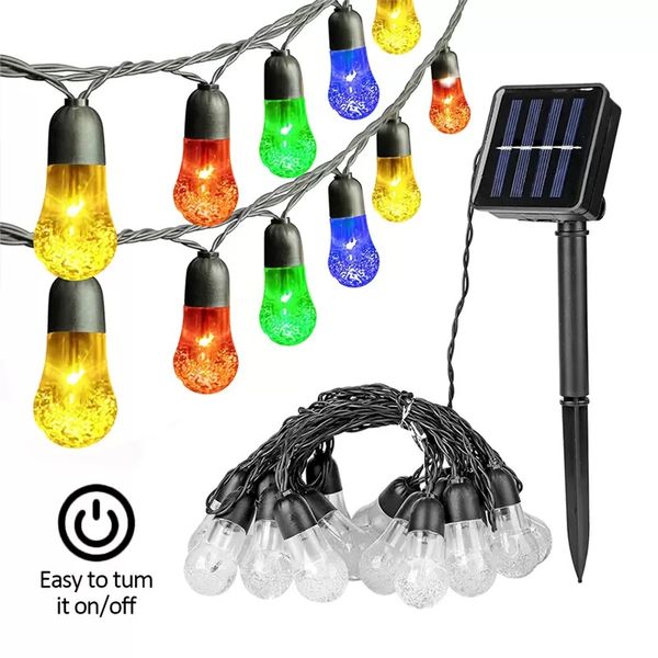 G40 Solar String Lights 30 LEDs Crystal Ball Patio Light 8 Modos Lâmpada à prova d'água para festa do jardim de casamentos Casa Decorações de Natal