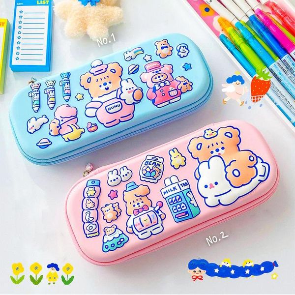 Kawaii Federmäppchen Schule Pencilcase für Mädchen Penal EVA 3D Pen Box Große Kapazität Schreibwarentasche Big Cute Bear Pouch Supplies