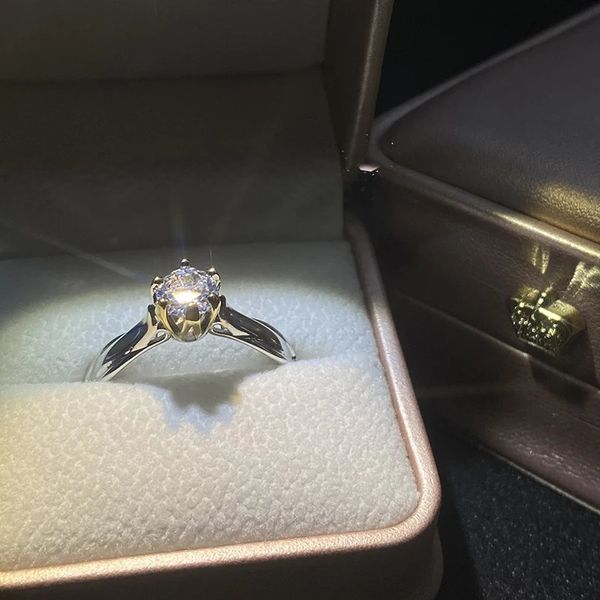 Anéis de casamento puro 18k anel de ouro para mulheres moissanit natural com pedras preciosas belas jóias casais acessórios tendência 231124