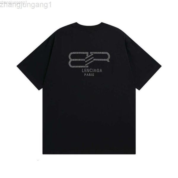 24SS Дизайнерская футболка Balencaigaity Balanciaga Paris High Edition Summer B Family Новая классическая цепочка с замком BB Hot Diamond Letter Свободная футболка с коротким рукавом для мужчин и женщин