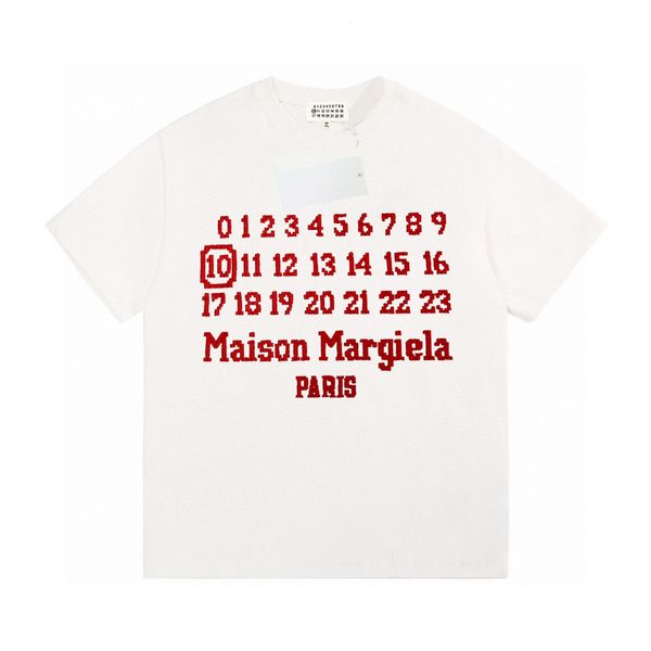 Camisetas de grife masculinas e femininas camisas de manga curta soltas bordadas letras costuradas digitalmente na moda casual magira mm6 camisetas de casal 942