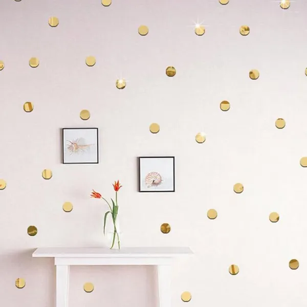 Adesivos de parede 100 unidades/pacote redondo removível diy acrílico espelho bolinhas crianças quarto arte decorativa decalques para casa