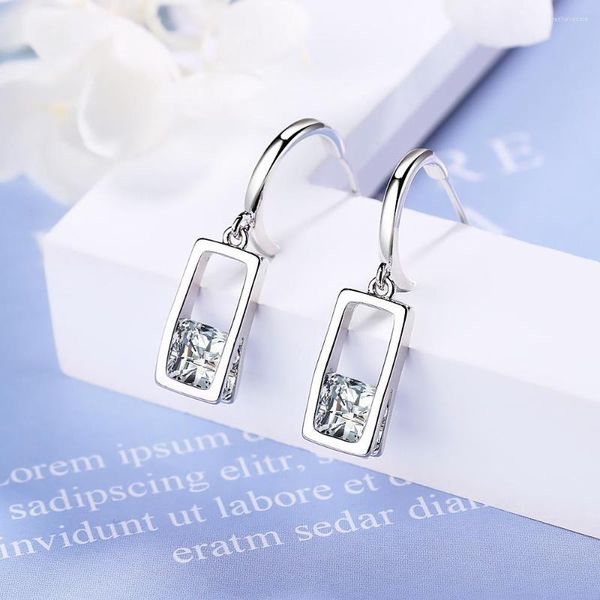 Ohrstecker Hip Hop CZ Kristall Kupfer Hohl Quadrat Für Männer Frauen Unisex Geometrie Haken Piercing Modeschmuck