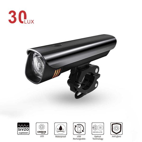 Luci per bici Linkbest Luce per bicicletta 30 Lux Luce per bici a LED Faro ricaricabile USB 2600 mAh Supporto regolabile Impermeabile IPX 5 P230427