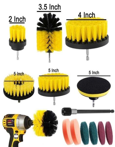 Kit de brosse de forage électrique nettoyant tout usage outils de nettoyage de pneus automatiques pour carrelage salle de bain cuisine brosses à récurer rondes en plastique 212592558