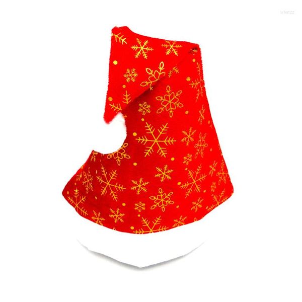 Noel Süslemeleri 1 PC Kırmızı Süsler Yetişkin Flanelette Kar Tanesi Desen Noel Baba Şapkaları Çocuklar Cap Noel Partisi Dersler 40cmx27cm