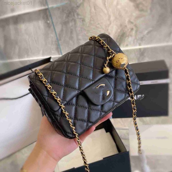 Designer Channel Cc Mulheres Bolsa Chanei Estilo Pequena Xiangfeng Bolsa de Ombro de Couro Brilhante Quadrada Bolsa de Cadeia Gorda Padrão Losango Versátil Corpo Cruzado