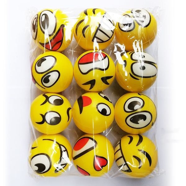 Toys de esportes 12pcs 6.3cm Bolas de estresse Grimace Smiley risada rosto de espuma macia pu squeeze bolas brinquedos para crianças adultos 230427