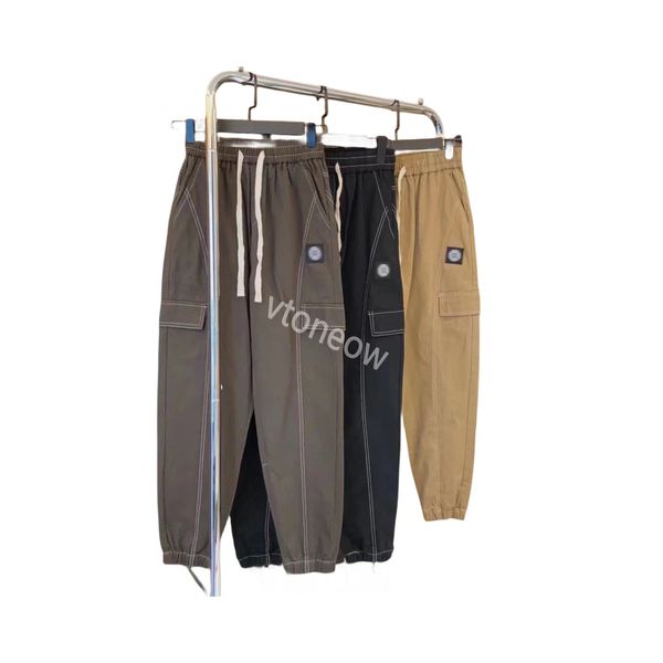 23SS Stones Kargo Pantolon İlkbahar ve Sonbahar Erkekler Streç Çok Cep Yansıtıcı Düz ​​Spor Fitness Sıradan Pantolon Joggers M-2XL