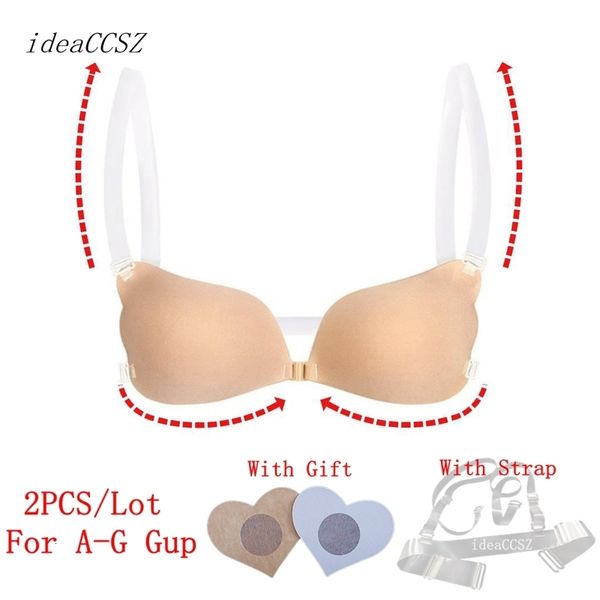 Reggiseni Reggiseno invisibile Sollevamento Push Up Intimo in silicone per Big Brest Matrimonio Adesivo adesivo Cinghie trasparenti Backless Bralette Lingeri 230426