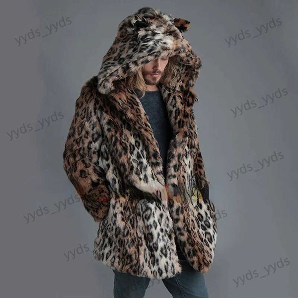 Cappotto da uomo in pelliccia sintetica da uomo Cappotto in pelliccia sintetica da uomo Cappotto in visone leopardato da uomo Nuovo cappotto in pelliccia da uomo Cappotto invernale in pelliccia sintetica caldo Cardigan Top da uomo T231127