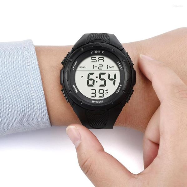 Orologi da polso Moda Uomo LED Allarme digitale Orologio sportivo Silicone Esercito militare Orologio da polso al quarzo Diminutivo Polso da donna Reloj Ho