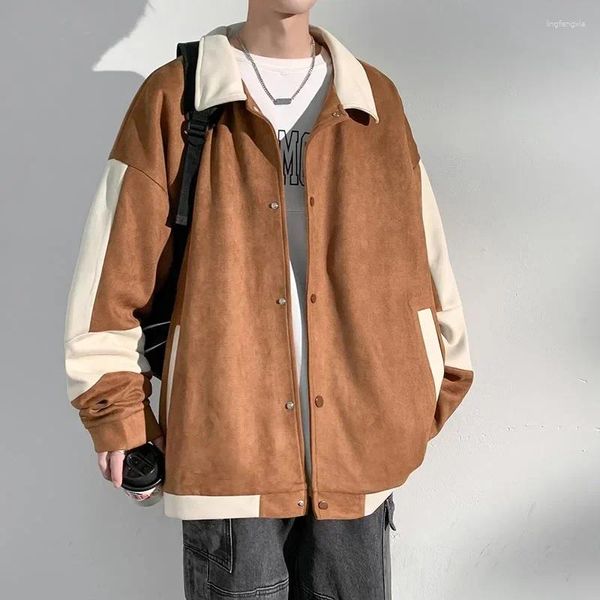 Herrenjacken Herbst Wildlederjacke Männer Mode Übergroße Baseballuniform Street Hip Hop Lose Bomber Herren Kurzmantel