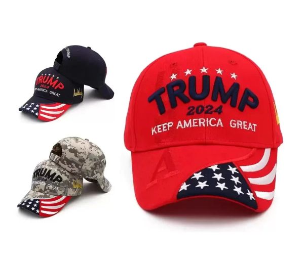 2024 Trump Hat Amerikan Başkanlık Seçim Kapağı Beyzbol Kapakları Ayarlanabilir Hız Ribaund Pamuk Spor Şapkaları Toptan CPA4489