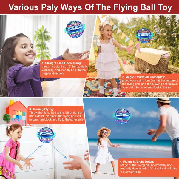 Neuheit Spiele Flying Ball Toys Orb Handgesteuerte Mini-Drohne Hover Magic Spinning Boomerang mit 360 ° rotierendem UFO-LED-Lichtspinner R Amug1