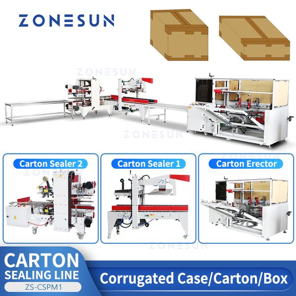 Zonesun Máquina de vedação automática de caixa automática Caso de tapagem de estap-se de embalagem Sistema de boxe linha de produção ZS-CSPM1