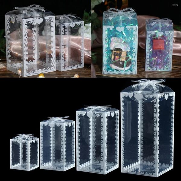 Geschenkpapier, 10 Stück, transparent, bedruckt, PVC-Boxen, Geburtstag, Hochzeit, Party, Dekoration, Valentinstag, Pralinenschachtel, Kuchenverpackung, Event-Geschenke