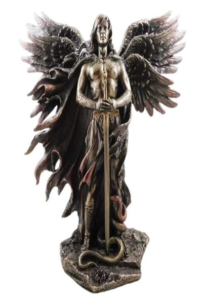 Serafino bronzato Angelo custode a sei ali con spada e serpente Grande statua Statue in resina Decorazione della casa 2112295541417