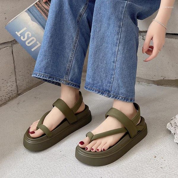 Sandalen Flache Zehen für Damen 2023 Sommer Koreanische Version von Biskuitsohlen Damen Modische Casual Hoodie Schuhe Damen