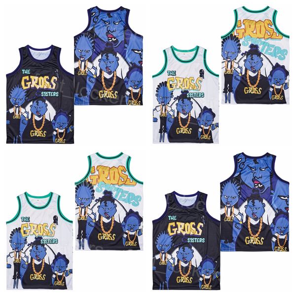 Filme The Gross Sisters Jersey Movie Basketball High School Pullover College College vintage Vintage Black Black Blue White Team Pure Cotton Retire para fãs de esporte