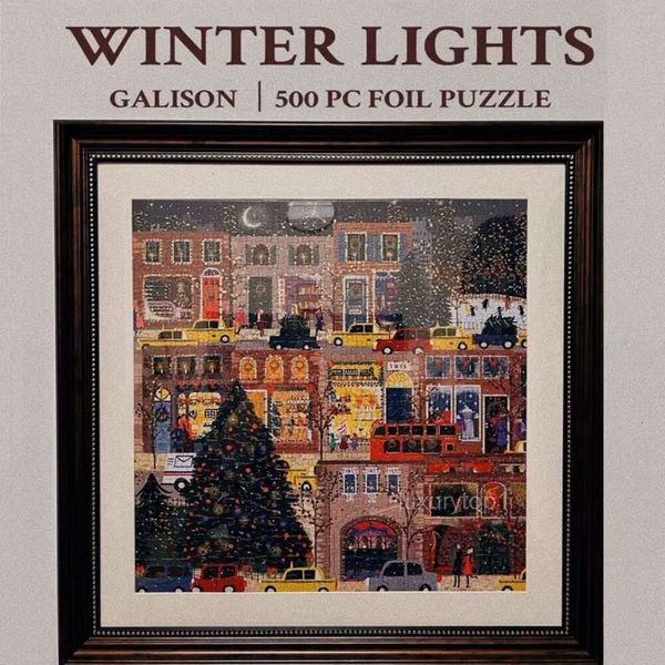 Galison Puzzle Winterlampe Puzzle Weihnachten Straßennacht 500 Teile Puzzle Spielzeug Geschenke für Erwachsene Kinder Kinder Spiele Lernspielzeug