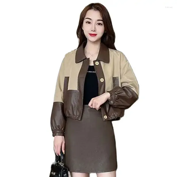 Jaquetas femininas moda cor combinando jaqueta curta feminina 2023 primavera outono casaco lapela gola casual outerwear topos roupas de rua