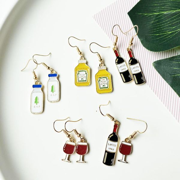 Ohrstecker Wein Miniatur Lebensmittel Glas Milchflasche Schmuck handgefertigtes Mini-Geschenk für Liebhaber