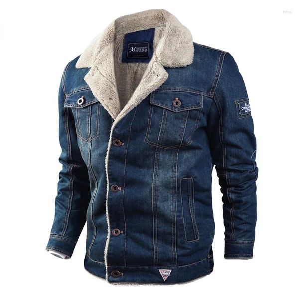 Jaquetas masculinas Mens Outono Inverno Bomber Denim Casual Engrossar Lã Quente Plus Size Jean Casacos Ao Ar Livre Exército Militar Outwear 5XL