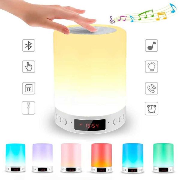 Luci Luce notturna colorata con altoparlante Bluetooth senza fili Carica USB Controllo Pat portatile Colori LED Lampada da tavolo da tavolo Supporto TF Card AA230426