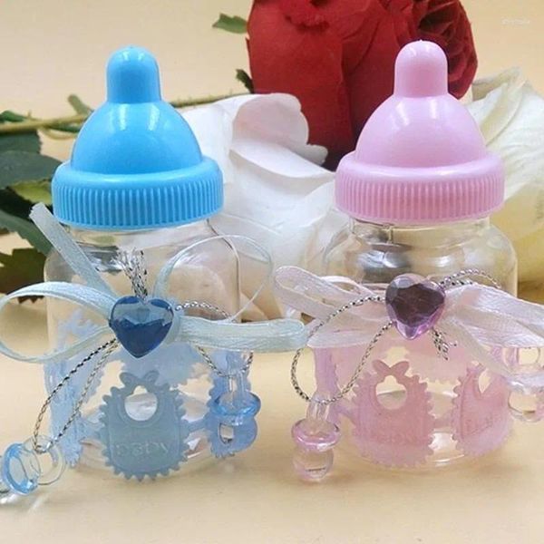 Hediye sargısı bebek duş mavi çocuk pembe kız vaftiz vaftiz doğum günü partisi iyilikler şeker şişesi 50pcs