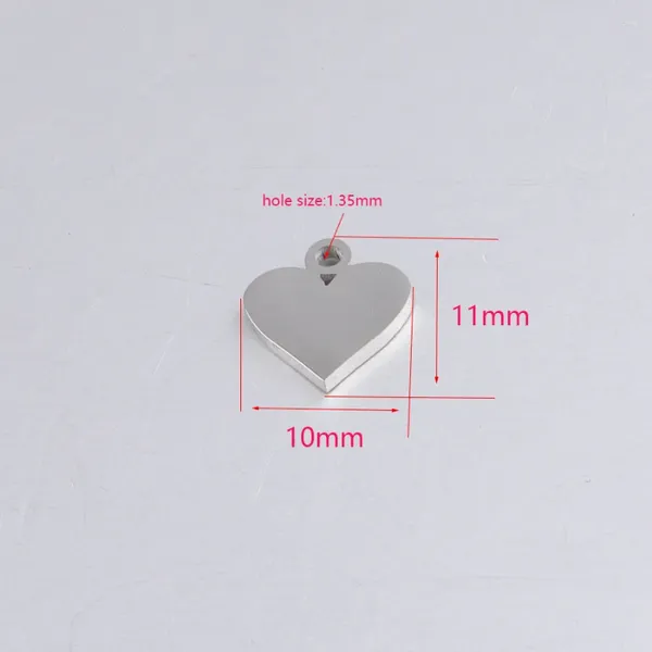 Charms Zubehör Anhänger Edelstahl 5 Stück 10 11 mm Hochglanz-Herzform für handgefertigte Armbänder DIY Schlüsselanhänger/Halsketten