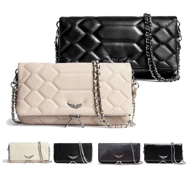 Zadig Voltaire fDamen und Herren, Luxus-Designer-Handtaschen, Amous-Klappen-Minitaschen, Leder-Pochette, Rock Swing Your Wings-Tasche, Tragetaschen, Schulter-Clutch, Umhängetaschen, Sättel