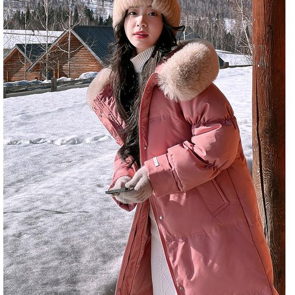 Кожаная женская одежда, пуховая розовая куртка, мешковатая зимняя непромокаемая теплая утолщенная пуховая женская куртка с капюшоном, верхняя одежда, топы