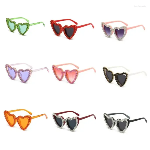 Sonnenbrille Cool Herzrahmen Vintage Mädchen Objektiv Brille Teenager Hiphop Party für Erwachsene