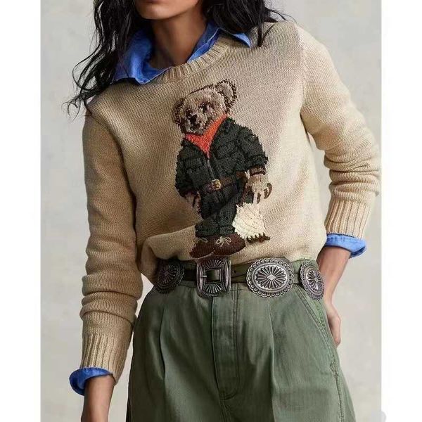 Womens Cartoon Rl Bear Mulheres Roupas de Inverno Moda Manga Longa Malha Pulôver Suéter Lã Algodão Cashmere Casaco1