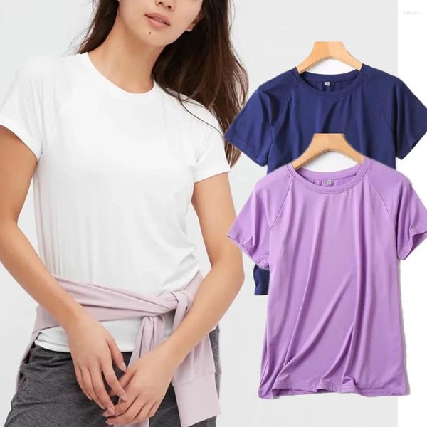 Kadın Tişörtleri Solmuş 2023 İngiltere Tarzı Moda Basit Yuvarlak Yaka Çok Molor Hızlı Kurutma Günlük Tshirt Kadın Tops