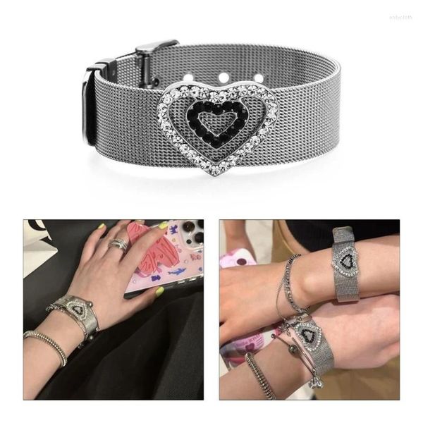 Armreif, Gürtelarmband, langlebiges Stahlband mit Herzmuster für Punk-Partykleidung