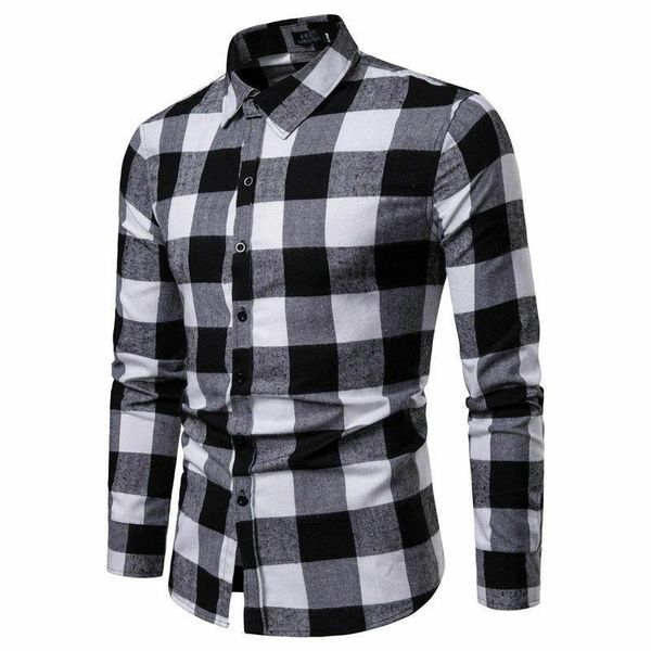 Camisas casuais masculinas Flanela xadrez quente de manga comprida camisa formal Tops Roupe