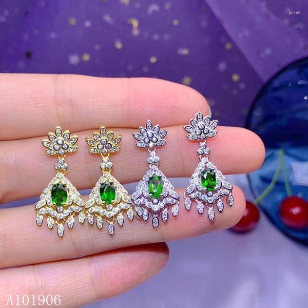 Brincos de garanhão Kjjeaxcmy jóias finas 925 Sterling Silver Inlaid Natural Diopside Gemstone Feminino Apoio ao luxo