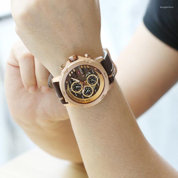 Armbanduhren 2023NAVIFORCE Herrenmode Marke Business Watch Sport Casual Herren Leder Wasserdicht Calander Uhren Male Date Clock