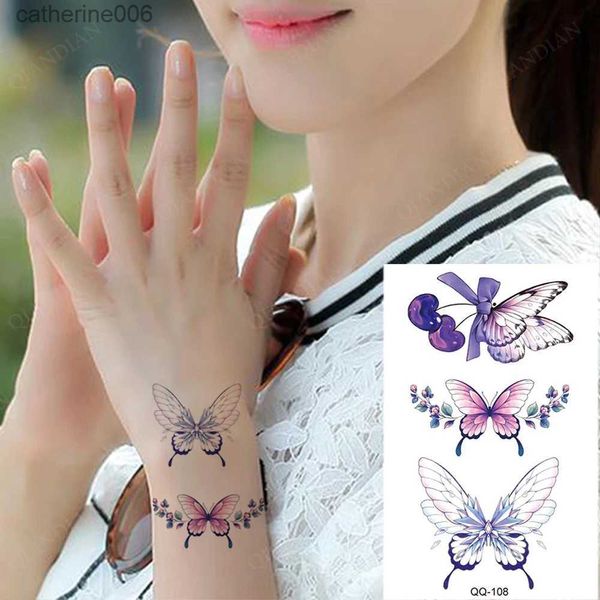 Tatuaggi Adesivi colorati per disegni Piccolo adesivo per tatuaggio temporaneo impermeabile Piuma colorata Fiore Foglie Pianeta Luna Donne Body Art Polso Collo Tatuaggi finti UominiL2