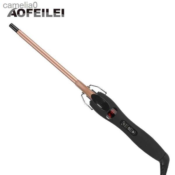 Bigodini Piastre per capelli Aofeilei ferro arricciacapelli professionale da 9 mm Ondulatore per capelli Cono fiore di pera Bacchetta arricciacapelli in ceramica rullo salone di bellezza Bigodini L231128