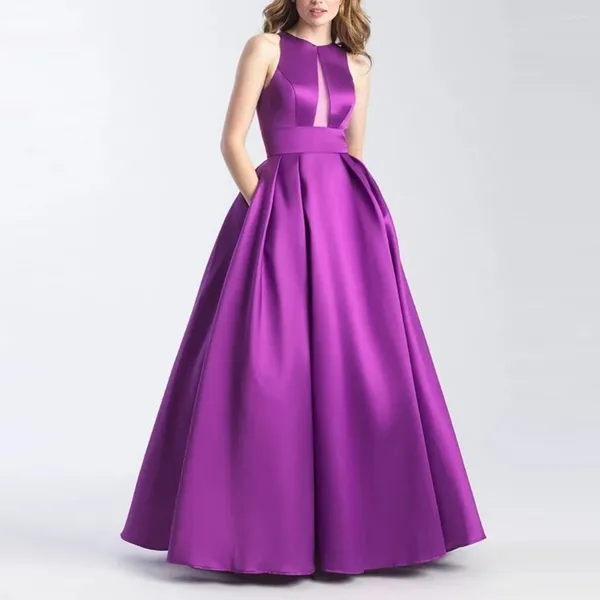 Abiti da festa Viola Floreale Prom Perline Fiori 3D A Line Appliques Abiti da sera Bottoni senza schienale Vestido De Novia