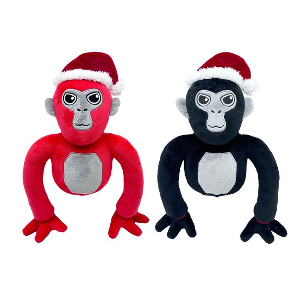 Rosso Nero Gorilla Tag Peluche Animali di Peluche Bambola con Cappello Bambini Compagno di Giochi Giocattolo per Bambini Regalo M278N