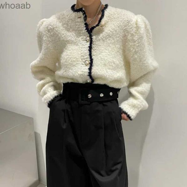 Kadın Sweaters Mink Cashmere Poleece Örme Knited Hardigan Y2K Kore Moda Kore Moda Çekme Femme Kırpılmış Hardigan Kadın Kazak Mujer YQ231128