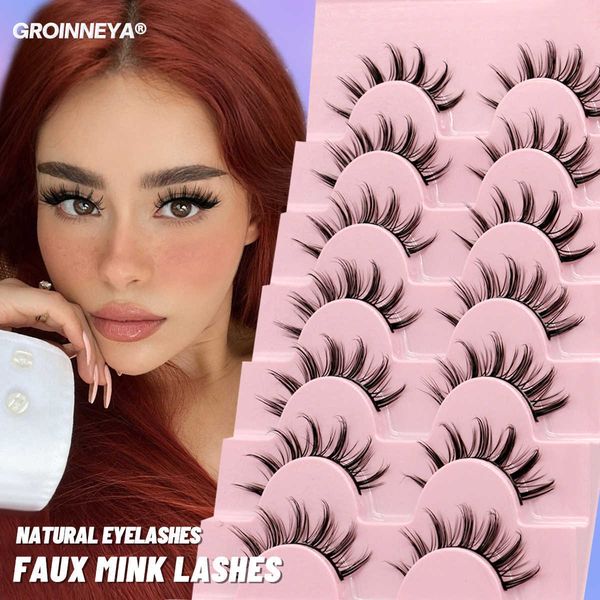 3 PCFalse Eyelashes GROINNEYA 5/7 paia di ciglia Manga Lashes Ciglia finte naturali Fluffy Soft Cross Fairy Little Devil Lashes Extension Makeup Z0428