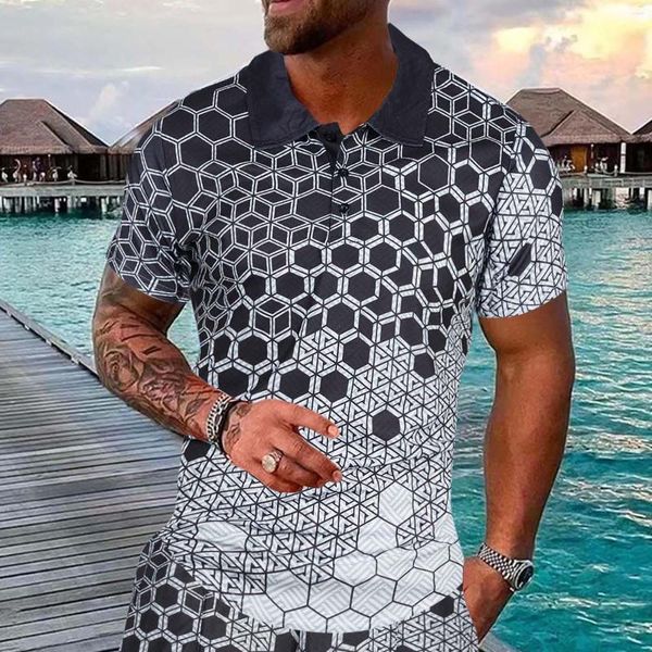 Herren Freizeithemden Herren Sommer Mode 3D Druck Hemd Revers Polyester Spandex Langarm Herren Dame Wear Scrub Unterhemden