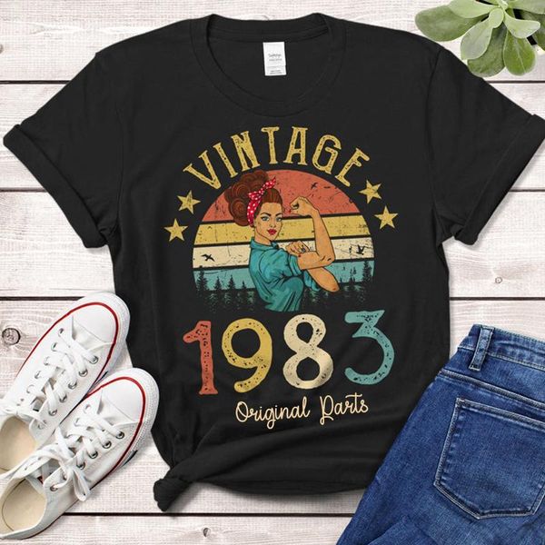 T-shirt Vintage 1983 Parti originali TShirt 39 anni 39esimo compleanno Idea regalo Donne Ragazze Mamma Moglie Figlia Divertente Retro Tshirt