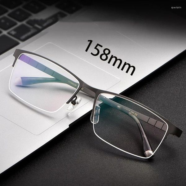 Sonnenbrille Vazrobe 158 mm übergroße Titan-Lesebrille Brillengestell Herren Halbrandlose breite Brille für verschreibungspflichtige Brillen Hohe Qualität